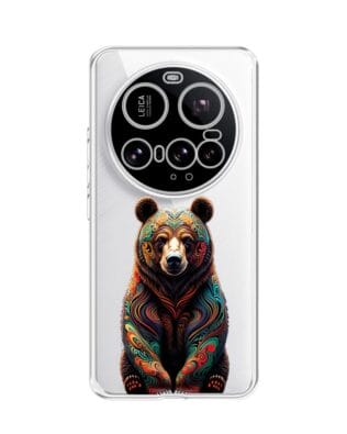 Etui do Xiaomi 15 Ultra przeźroczyste, silikonowe Flexi, Dzika Mandala, Niedźwiedź