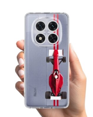 Etui do Xiaomi Redmi Note 14 Pro 5G przeźroczyste, silikonowe Flexi, Szybkie Auta, czerwone F1