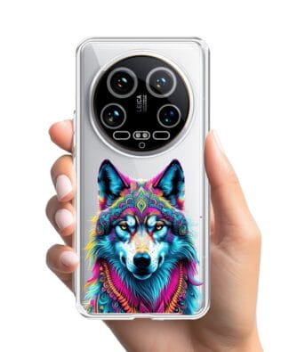 Etui do Xiaomi 14 Ultra przeźroczyste, silikonowe Flexi, Dzika Mandala, Wilk