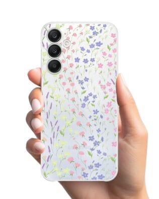 Etui do Samsung Galaxy A25 5G przeźroczyste, silikonowe Flexi, kwiaty polne
