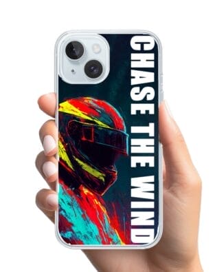 Etui do iPhone 15 przeźroczyste, silikonowe Flexi, Bikers, Chase The Wind
