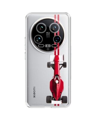 Etui do Xiaomi 14 Ultra przeźroczyste, silikonowe Flexi, Szybkie Auta, czerwone F1