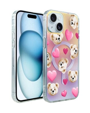 Etui do iPhone 15 IBIZU California Sunset z MagSafe, zmieniające kolor, Love Mood, miś i serduszka