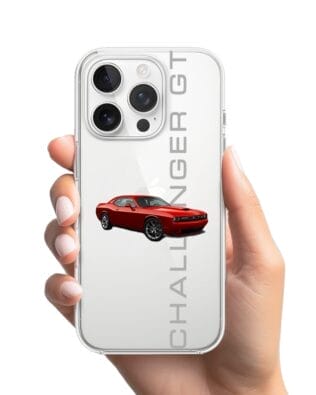 Etui do iPhone 14 Pro przeźroczyste, silikonowe Flexi, Szybkie Auta, czerwony Challenger GT