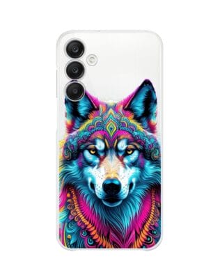 Etui do Samsung Galaxy A25 5G przeźroczyste, silikonowe Flexi, Dzika Mandala, Wilk