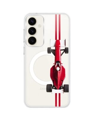 Etui do Samsung Galaxy S23 FE 5G z MagSafe przeźroczyste, silikonowe Flexi, Szybkie Auta, czerwone F1