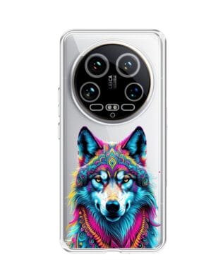 Etui do Xiaomi 14 Ultra przeźroczyste, silikonowe Flexi, Dzika Mandala, Wilk