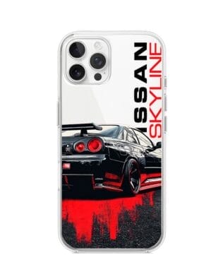 Etui do iPhone 12 Pro Max przeźroczyste, silikonowe Flexi, Szybkie Auta, czarny Skyline