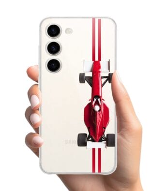 Etui do Samsung Galaxy S23 FE 5G przeźroczyste, silikonowe Flexi, Szybkie Auta, czerwone F1