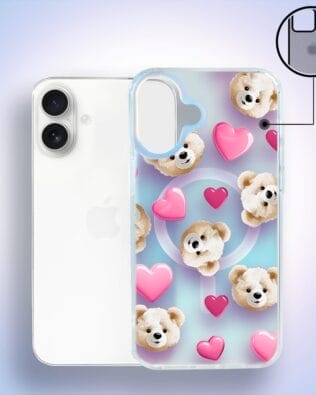 Etui do iPhone 16 IBIZU California Sunset z MagSafe, zmieniające kolor, Love Mood, miś i serduszka
