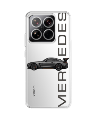 Etui do Xiaomi 14 przeźroczyste, silikonowe Flexi, Szybkie Auta, Stalowe AMG-GT