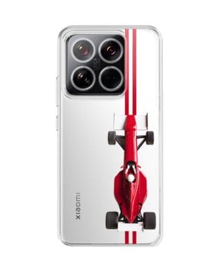 Etui do Xiaomi 14 Pro przeźroczyste, silikonowe Flexi, Szybkie Auta, czerwone F1
