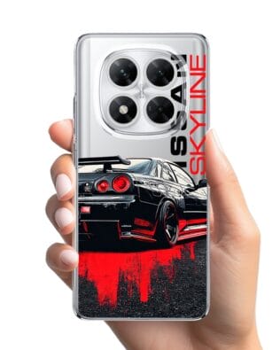 Etui do Xiaomi POCO X7 przeźroczyste, silikonowe Flexi, Szybkie Auta, czarny Skyline