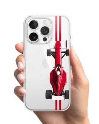 Etui do iPhone 14 Pro przeźroczyste, silikonowe Flexi, Szybkie Auta, czerwone F1