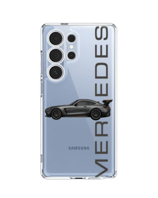 Etui do Samsung Galaxy S25 Ultra przeźroczyste, silikonowe Flexi, Szybkie Auta, Stalowe AMG-GT