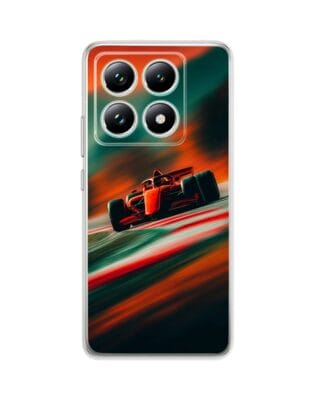 Etui do Xiaomi 14T przeźroczyste, silikonowe Flexi, Szybkie Auta, Wyścig F1