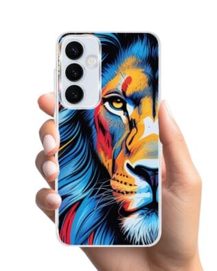 Etui do Samsung Galaxy A55 5G z MagSafe przeźroczyste, silikonowe Flexi, Dzika Mandala, Lwie spojrzenie