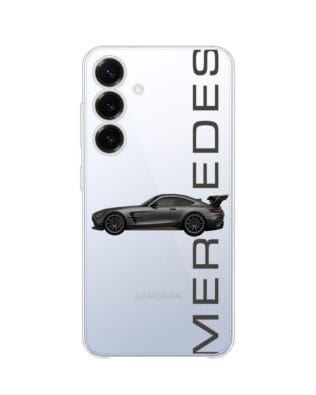 Etui do Samsung Galaxy S25 przeźroczyste, silikonowe Flexi, Szybkie Auta, Stalowe AMG-GT