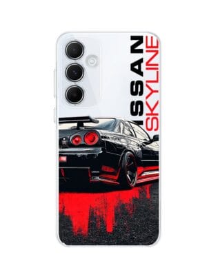 Etui do Samsung Galaxy A35 5G przeźroczyste, silikonowe Flexi, Szybkie Auta, czarny Skyline