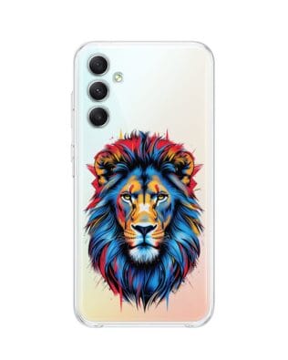 Etui do Samsung Galaxy A34 5G przeźroczyste, silikonowe Flexi, Dzika Mandala, Lew