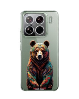 Etui do Xiaomi 15 Pro przeźroczyste, silikonowe Flexi, Dzika Mandala, Niedźwiedź