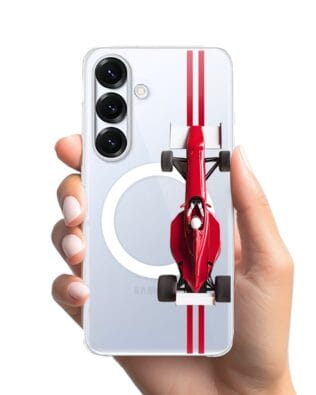 Etui do Samsung Galaxy S25 Edge z MagSafe przeźroczyste, silikonowe Flexi, Szybkie Auta, czerwone F1