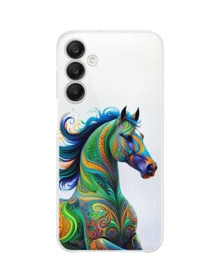 Etui do Samsung Galaxy A25 5G przeźroczyste, silikonowe Flexi, Dzika Mandala, Koń