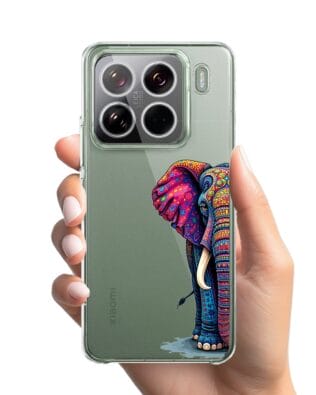 Etui do Xiaomi 15 Pro przeźroczyste, silikonowe Flexi, Dzika Mandala, Słoń