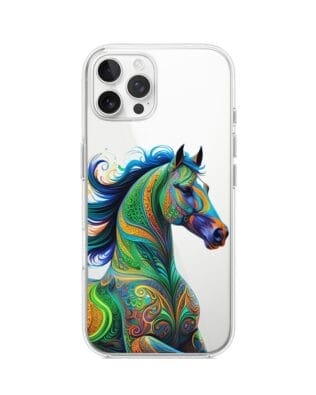 Etui do iPhone 12 Pro Max przeźroczyste, silikonowe Flexi, Dzika Mandala, Koń