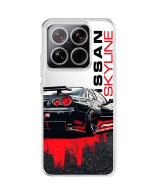 Etui do Xiaomi 14 przeźroczyste, silikonowe Flexi, Szybkie Auta, czarny Skyline