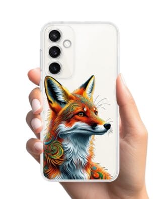 Etui do Samsung Galaxy S23 Plus przeźroczyste, silikonowe Flexi, Dzika Mandala, Twarz lisa