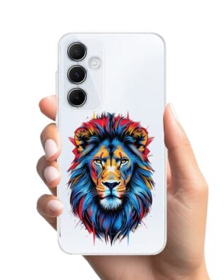Etui do Samsung Galaxy M35 5G przeźroczyste, silikonowe Flexi, Dzika Mandala, Lew