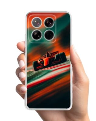 Etui do Xiaomi 14 przeźroczyste, silikonowe Flexi, Szybkie Auta, Wyścig F1