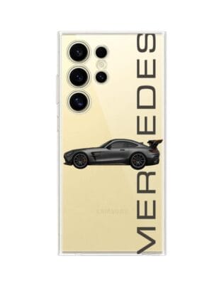 Etui do Samsung Galaxy S24 Ultra przeźroczyste, silikonowe Flexi, Szybkie Auta, Stalowe AMG-GT