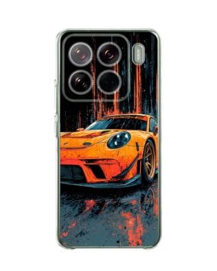Etui do Xiaomi 15 Pro przeźroczyste, silikonowe Flexi, Szybkie Auta, Pomarańczowa 911