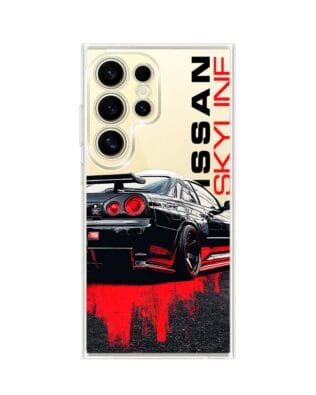Etui do Samsung Galaxy S24 Ultra z MagSafe przeźroczyste, silikonowe Flexi, Szybkie Auta, czarny Skyline