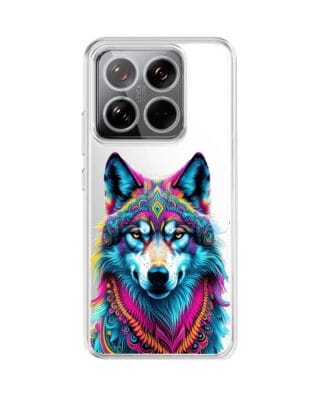 Etui do Xiaomi 14 Pro przeźroczyste, silikonowe Flexi, Dzika Mandala, Wilk
