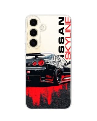 Etui do Samsung Galaxy S24 Plus z MagSafe przeźroczyste, silikonowe Flexi, Szybkie Auta, czarny Skyline