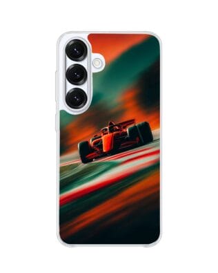 Etui do Samsung Galaxy S25 z MagSafe przeźroczyste, silikonowe Flexi, Szybkie Auta, Wyścig F1