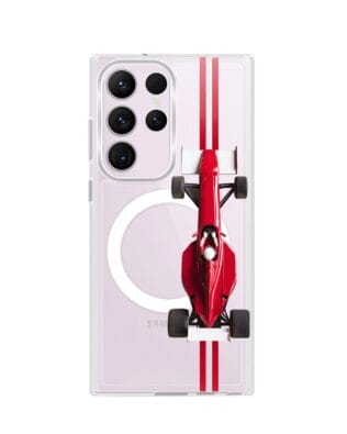 Etui do Samsung Galaxy S23 Ultra z MagSafe przeźroczyste, silikonowe Flexi, Szybkie Auta, czerwone F1