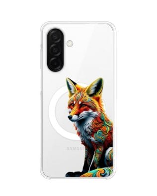 Etui do Samsung Galaxy A26 5G z MagSafe przeźroczyste, silikonowe Flexi, Dzika Mandala, Lis