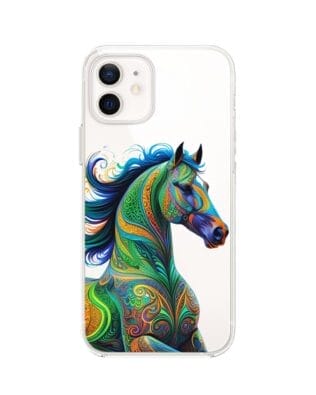 Etui do iPhone 12 Mini przeźroczyste, silikonowe Flexi, Dzika Mandala, Koń