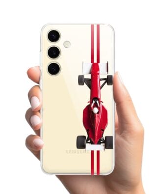 Etui do Samsung Galaxy S24 Plus przeźroczyste, silikonowe Flexi, Szybkie Auta, czerwone F1