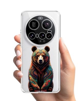 Etui do Xiaomi 15 Ultra przeźroczyste, silikonowe Flexi, Dzika Mandala, Niedźwiedź