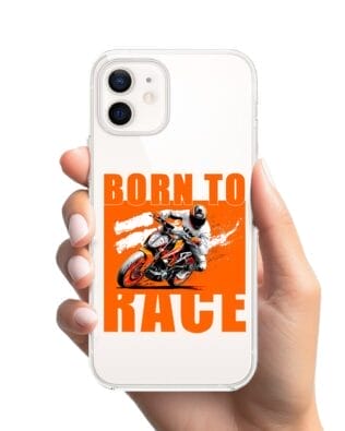 Etui do iPhone 12 przeźroczyste, silikonowe Flexi, Bikers, Ścigacz