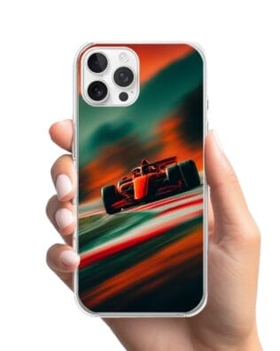 Etui do iPhone 12 Pro Max z MagSafe przeźroczyste, silikonowe Flexi, Szybkie Auta, Wyścig F1
