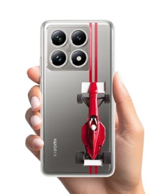 Etui do Xiaomi 14T Pro przeźroczyste, silikonowe Flexi, Szybkie Auta, czerwone F1