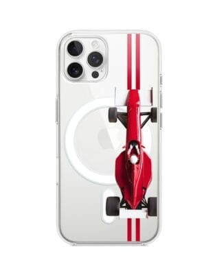 Etui do iPhone 12 Pro Max z MagSafe przeźroczyste, silikonowe Flexi, Szybkie Auta, czerwone F1