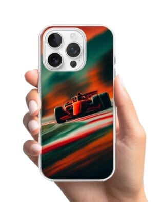 Etui do iPhone 13 Pro Max z MagSafe przeźroczyste, silikonowe Flexi, Szybkie Auta, Wyścig F1