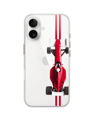 Etui do iPhone 16 przeźroczyste, silikonowe Flexi, Szybkie Auta, czerwone F1